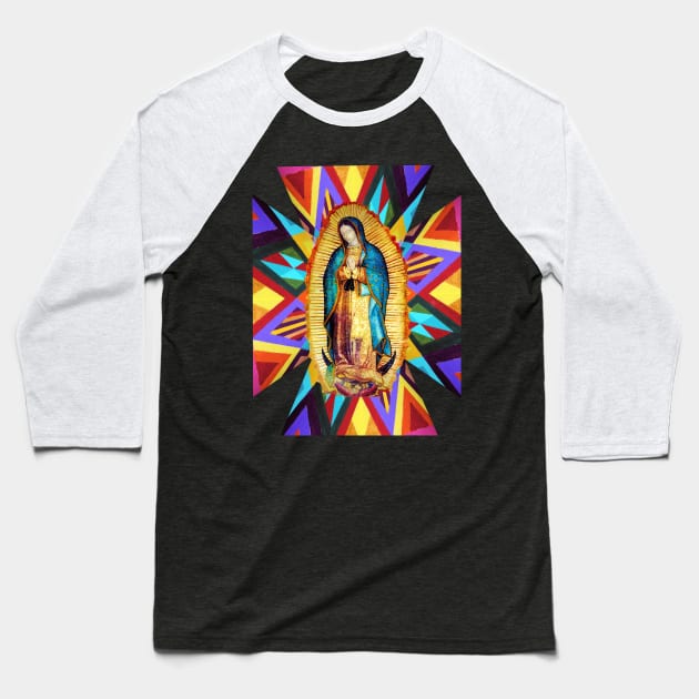 Our Lady of Guadalupe Tilma Mexican Virgin Mary Saint Mexico Catholic colorful Baseball T-Shirt by hispanicworld